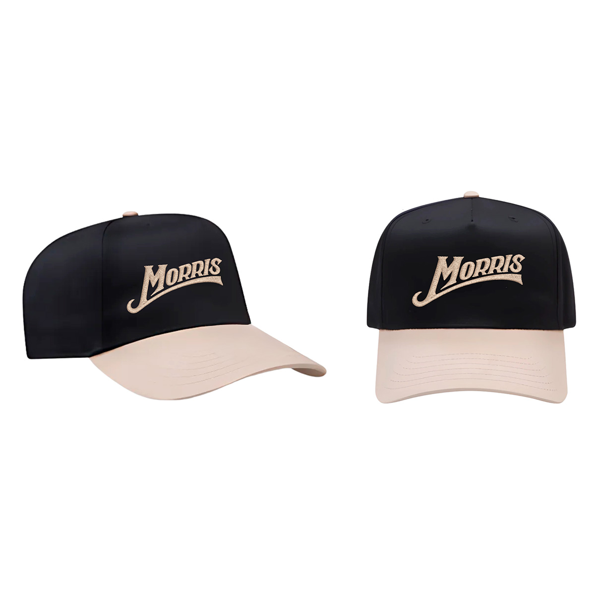 Morris Script Hat - Black crown with cream brim